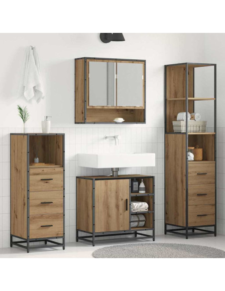 Set di mobili per il bagno con porta 4 pcs rovere artigianale