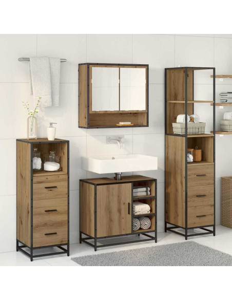 Set di mobili per il bagno con porta 4 pcs rovere artigianale