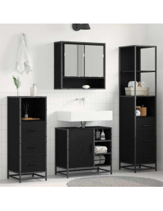 Set di mobili per il bagno 4 pcs Rovere nero 65 x 33 x 60 cm 2