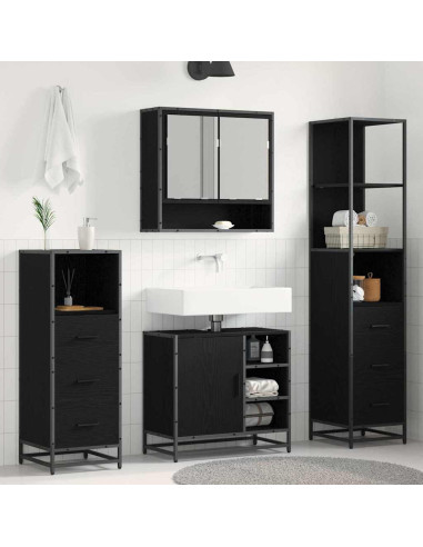 Set di mobili per il bagno 4 pcs Rovere nero 65 x 33 x 60 cm
