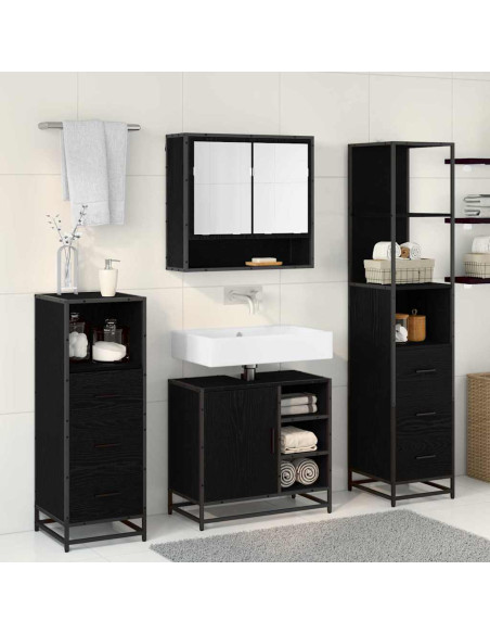 Set di mobili per il bagno 4 pcs Rovere nero 65 x 33 x 60 cm