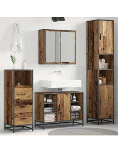 Set di mobili per il bagno 3 pcs Legno vecchio 80 x 33 x 60 cm 2