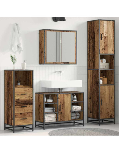 Set di mobili per il bagno 3 pcs Legno vecchio 80 x 33 x 60 cm