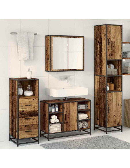 Set di mobili per il bagno 3 pcs Legno vecchio 80 x 33 x 60 cm