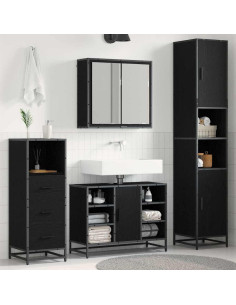 Set di mobili per il bagno 3 pcs Rovere nero 80 x 33 x 60 cm 2