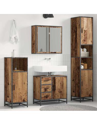 Set di mobili per il bagno 4 pcs Legno vecchio 65 x 33 x 60 cm