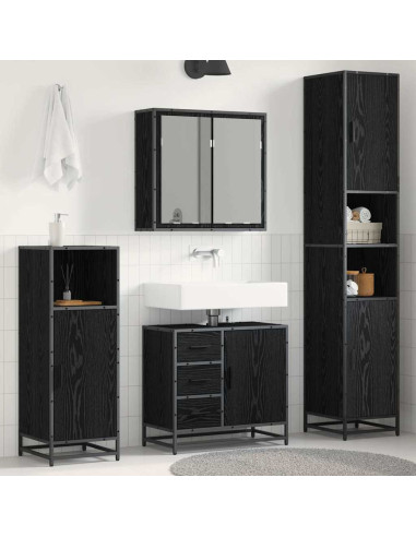 Set di mobili per il bagno 4 pcs Rovere nero 65 x 33 x 60 cm