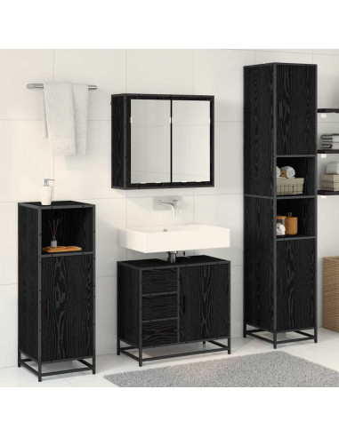 Set di mobili per il bagno 4 pcs Rovere nero 65 x 33 x 60 cm