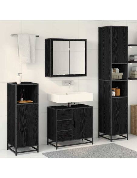 Set di mobili per il bagno 4 pcs Rovere nero 65 x 33 x 60 cm