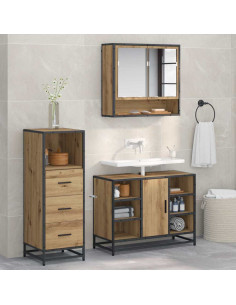 Set di mobili per il bagno con porta 3 pcs rovere artigianale 2