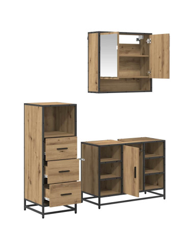 Set di mobili per il bagno con porta 3 pcs rovere artigianale