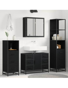 Set di mobili per il bagno 3 pcs Rovere nero 80 x 33 x 60 cm 2