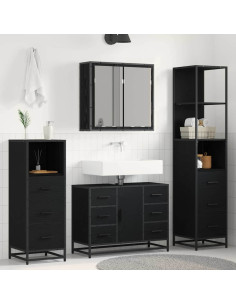 Set di mobili per il bagno 4 pcs Rovere nero 80 x 33 x 60 cm 2