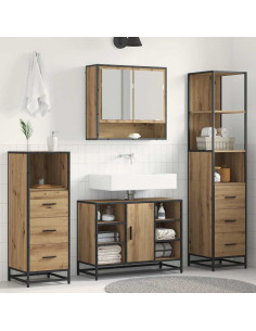 Set di mobili per il bagno con porta 3 pcs rovere artigianale 2