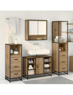 Set di mobili per il bagno con porta 3 pcs Rovere artigianale 2