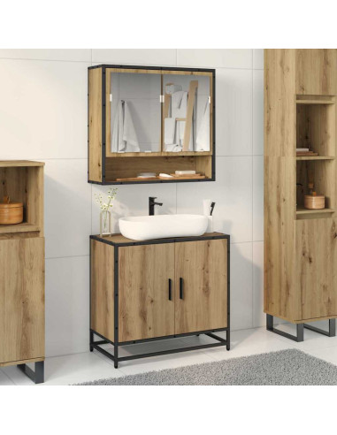 Armadio per Lavabo da Bagno rovere artigianale 65 x 33 x 60 cm