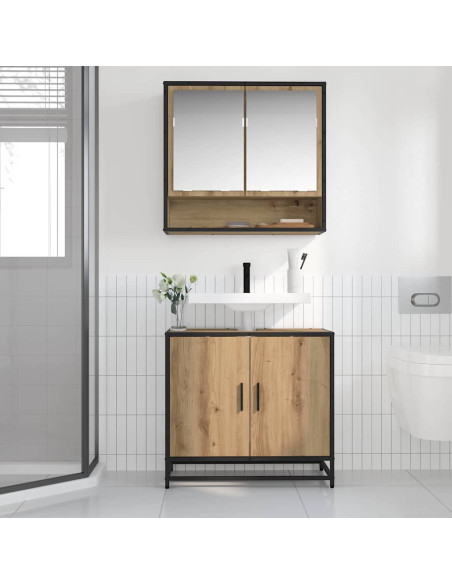 Armadio per Lavabo da Bagno rovere artigianale 65 x 33 x 60 cm