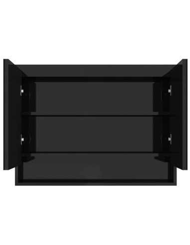 Armadietto Bagno con Specchio 80x15x60 cm in MDF Nero Lucido