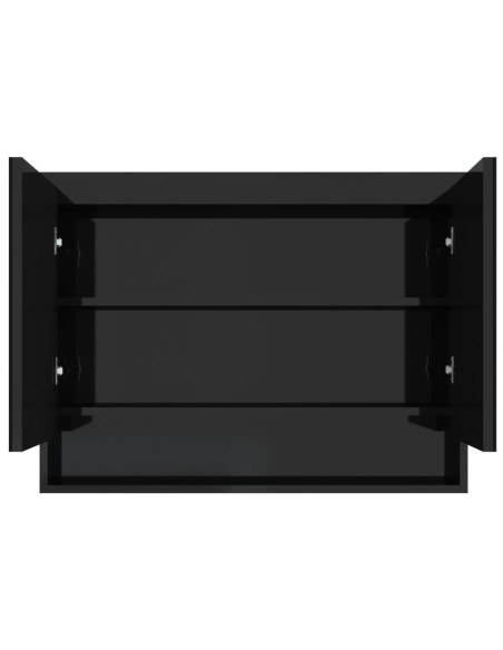 Armadietto Bagno con Specchio 80x15x60 cm in MDF Nero Lucido