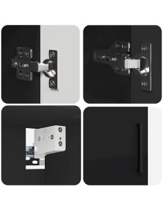 Set di mobili per il bagno con porta 2 pcs Nero 61 x 35 x 64 cm 2