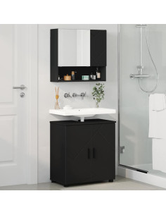 Set di mobili per il bagno Montaggio a parete 2 pcs Nero 2