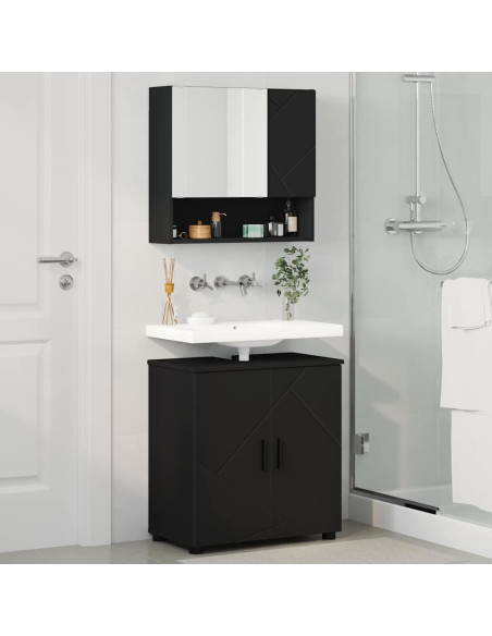 Set di mobili per il bagno con porta 2 pcs Nero 61 x 35 x 64 cm