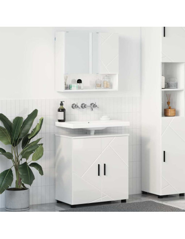 Set di mobili per il bagno 2 pcs Bianco lucido 61 x 35 x 64 cm
