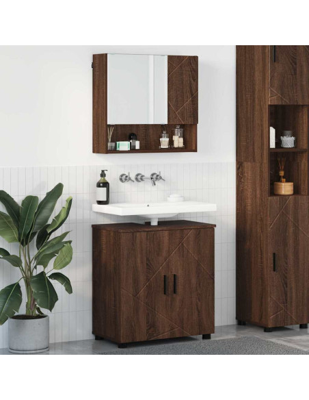 Set di mobili per il bagno 2 pcs Rovere marrone 61 x 35 x 64 cm