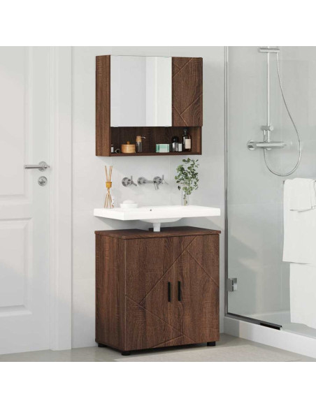 Set di mobili per il bagno 2 pcs Rovere marrone 61 x 35 x 64 cm