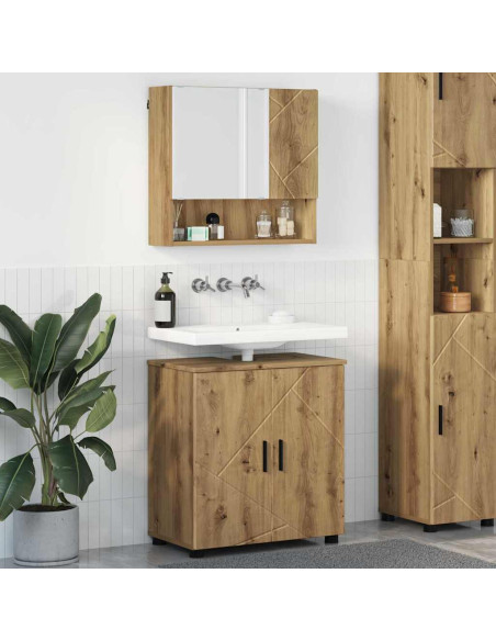 Set di mobili per il bagno con porta 2 pcs rovere artigianale