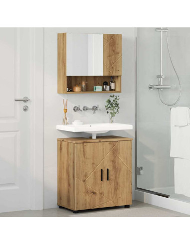 Set di mobili per il bagno 2 pz Rovere artigianale