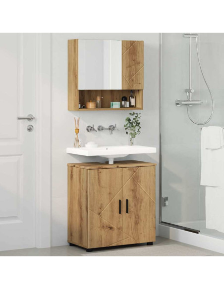 Set di mobili per il bagno 2 pz Rovere artigianale