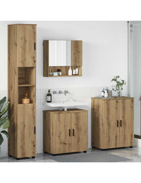 Set di mobili per il bagno con porta 4 pcs rovere artigianale