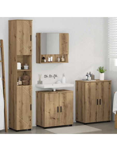 Set di mobili per il bagno con porta 4 pcs rovere artigianale