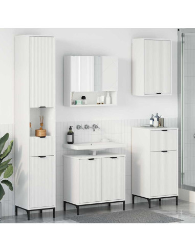 Set di mobili per il bagno Bianco Legno ingegnerizzato, Metallo