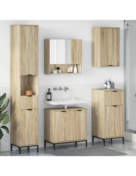 Set di mobili per il bagno con cassetto con porta Rovere Sonoma