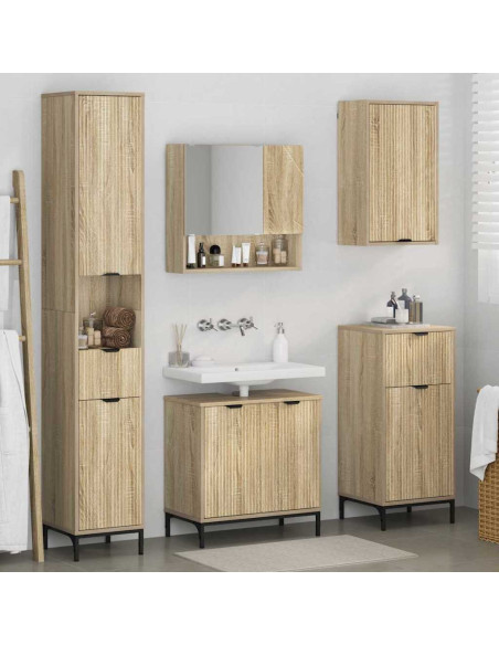 Set di mobili per il bagno con cassetto con porta Rovere Sonoma