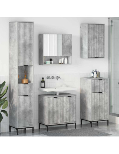 Set di mobili per il bagno con cassetto Grigio cemento