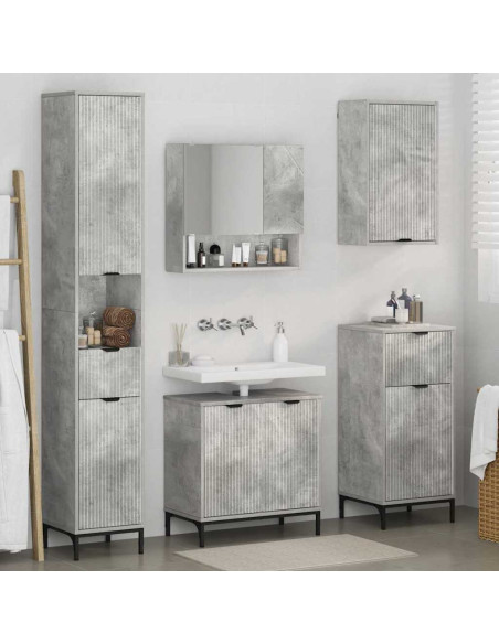 Set di mobili per il bagno con cassetto Grigio cemento