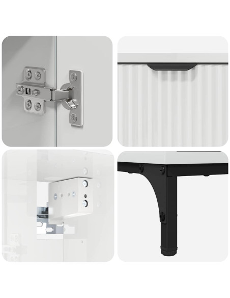 Set di mobili per il bagno con cassetto con porta Bianco Lucido