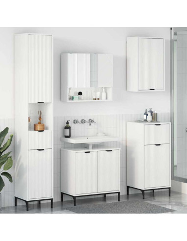 Set di mobili per il bagno con cassetto con porta Bianco Lucido