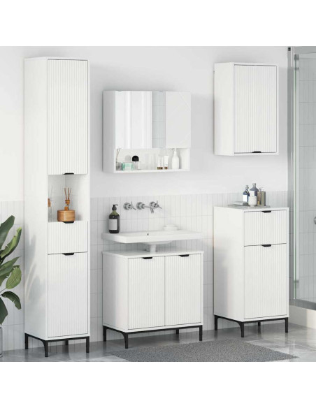 Set di mobili per il bagno con cassetto con porta Bianco Lucido