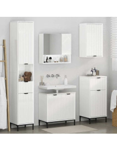 Set di mobili per il bagno con cassetto con porta Bianco Lucido 2