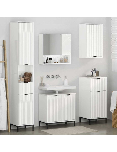 Set di mobili per il bagno con cassetto con porta Bianco Lucido