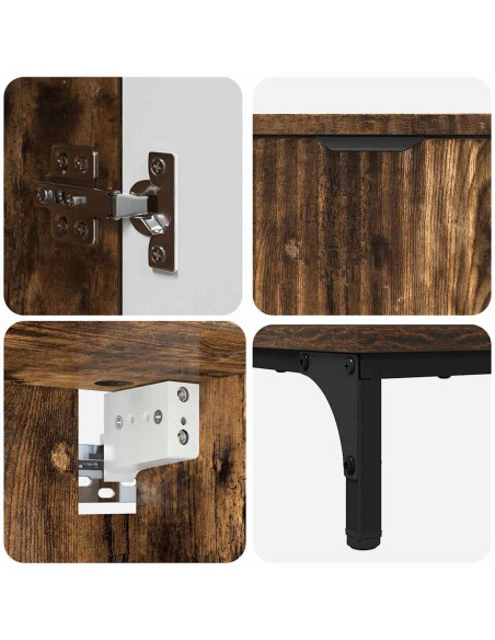 Set di mobili per il bagno con cassetto con porta Rovere fumé