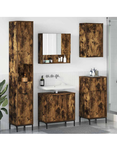 Set di mobili per il bagno con cassetto con porta Rovere fumé