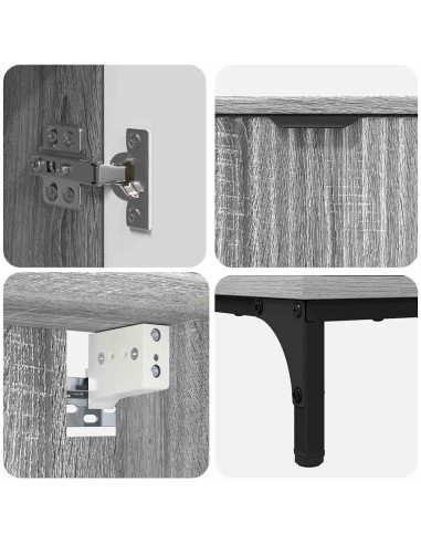 Set di mobili per il bagno con cassetto con porta Grigio Sonoma