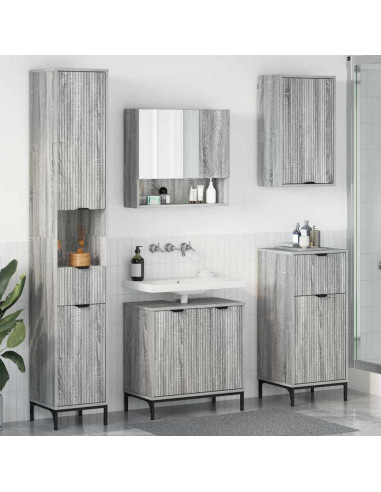 Set di mobili per il bagno con cassetto con porta Grigio Sonoma
