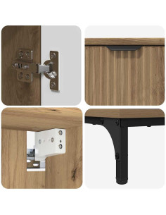 Set di mobili per il bagno con cassetto Rovere artigianale 2