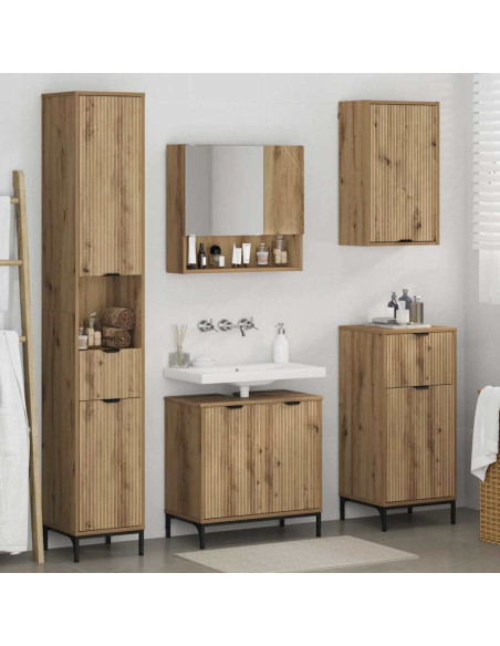 Set di mobili per il bagno 4 pz Rovere artigianale